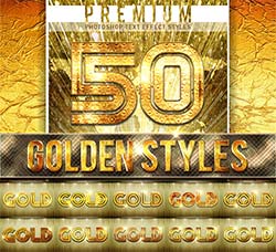 PS图层样式－50个金色立体文本效果：50 Golden Styles